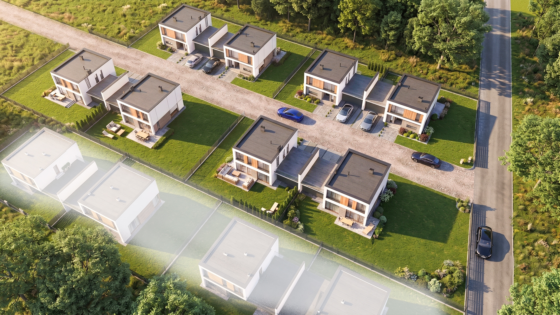 Sloneczne Stawy Reguly - widok osiedla z lotu ptaka (render), korekta PZT 30.07